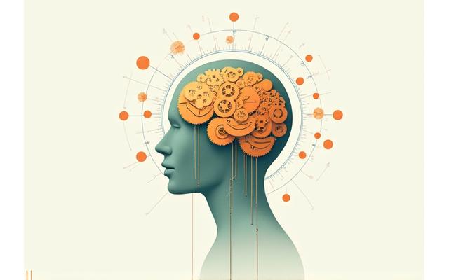 Cerebro humano con engranajes representando estrategia de salud personalizada